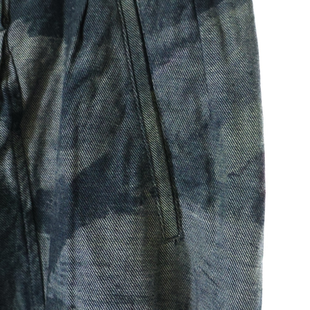 Yohji Yamamoto POUR HOMME(ヨウジヤマモト プールオム) 21SS 脇釦絵プリント ドローストリング ワイド パンツ グレー HD-P21-007