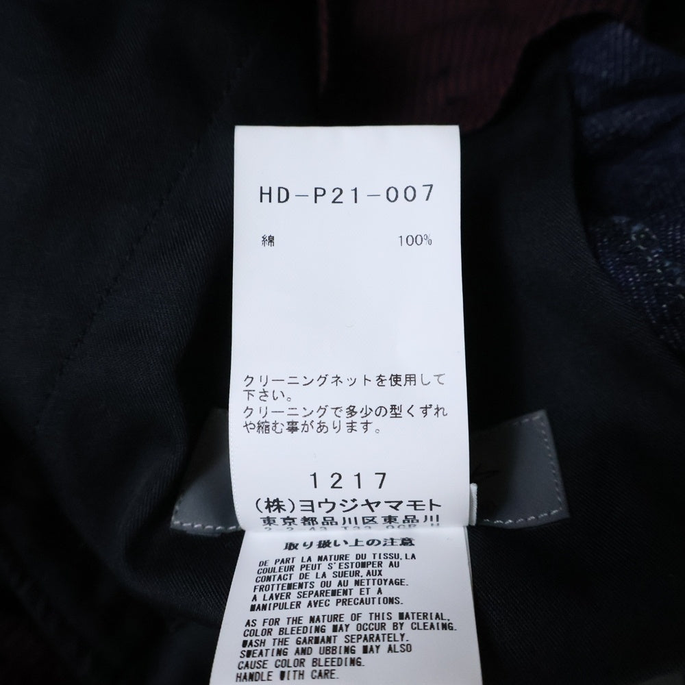 Yohji Yamamoto POUR HOMME(ヨウジヤマモト プールオム) 21SS 脇釦絵プリント ドローストリング ワイド パンツ グレー HD-P21-007