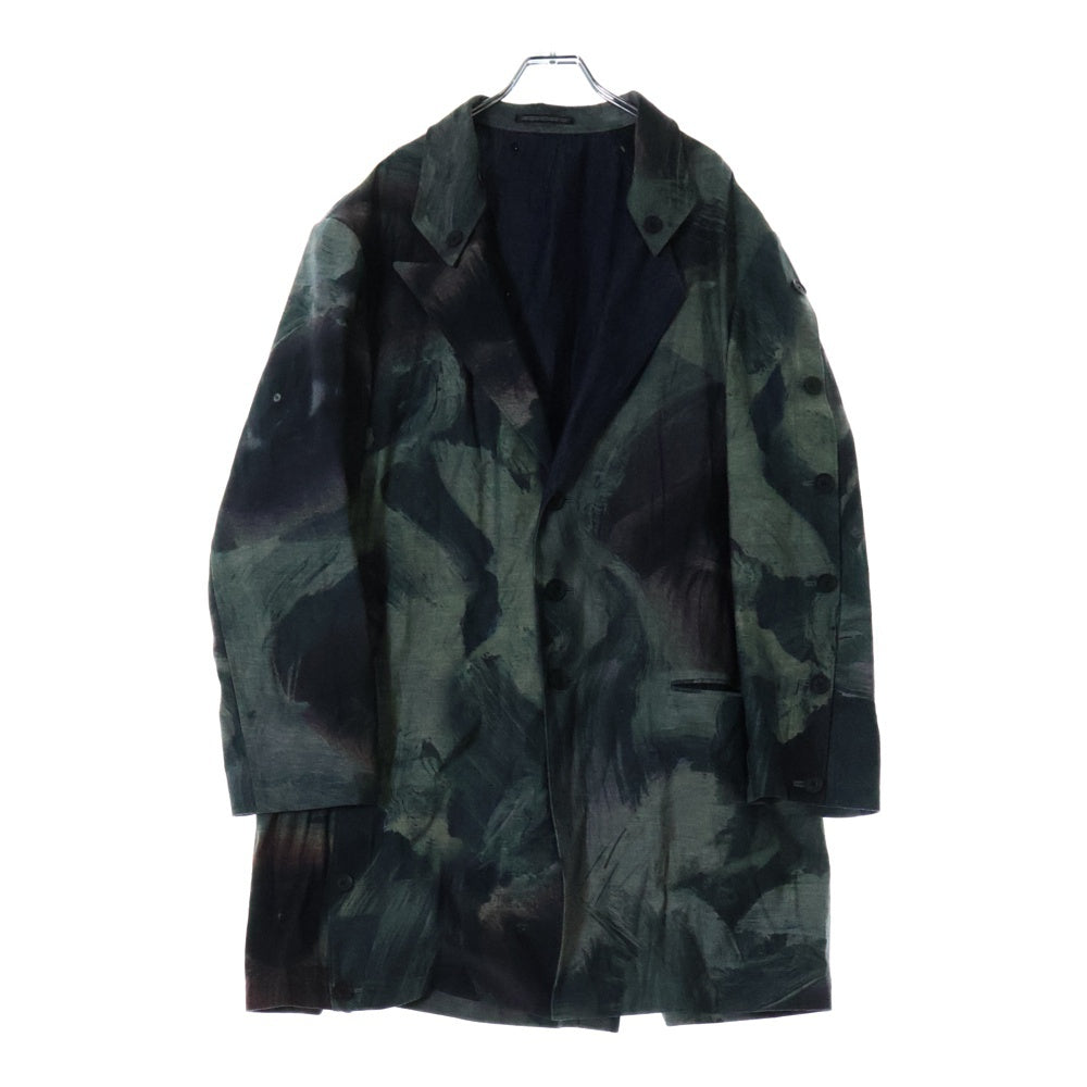 Yohji Yamamoto POUR HOMME(ヨウジヤマモト プールオム) 21SS 釦あき絵 コットン プリントジャケット グレー HD-J14-814