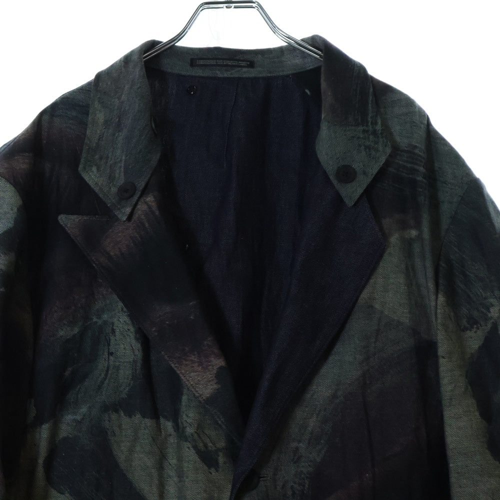 Yohji Yamamoto POUR HOMME(ヨウジヤマモト プールオム) 21SS 釦あき絵 コットン プリントジャケット グレー HD-J14-814