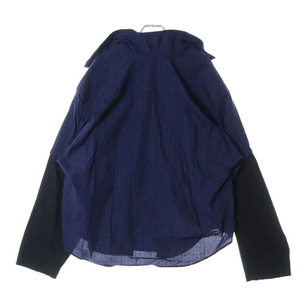 BALENCIAGA(バレンシアガ) BBアイコン刺繍 レイヤード 長袖シャツ ブルー/ブラック 699227 TNM42