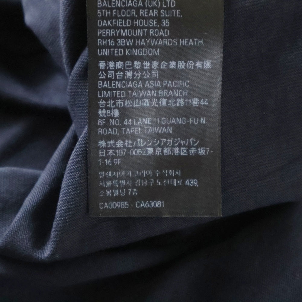 BALENCIAGA(バレンシアガ) デストロイ加工 テープロゴ クルーネック 半袖Tシャツ ブラック 739784 T0VA9