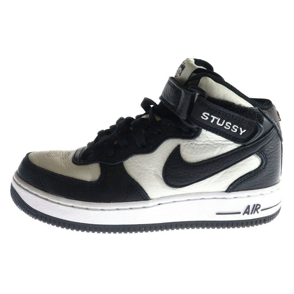 NIKE(ナイキ) ×STUSSY AIR FORCE 1 MID ステューシー エアフォース1 ミッドカットスニーカー レディース DJ7840-002 ブラック/ホワイト US5.5/24.0cm