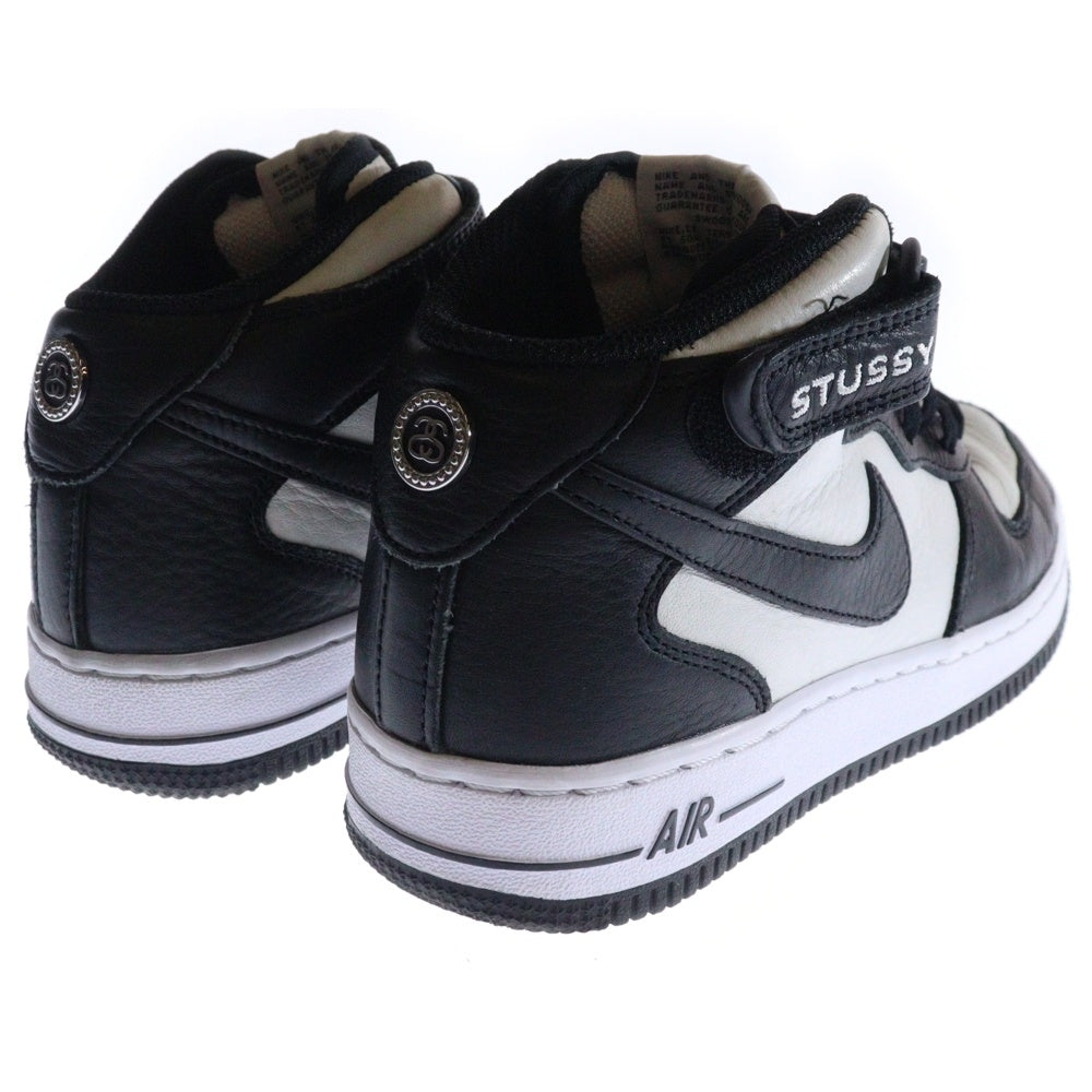 NIKE(ナイキ) ×STUSSY AIR FORCE 1 MID ステューシー エアフォース1 ミッドカットスニーカー レディース DJ7840-002 ブラック/ホワイト US5.5/24.0cm