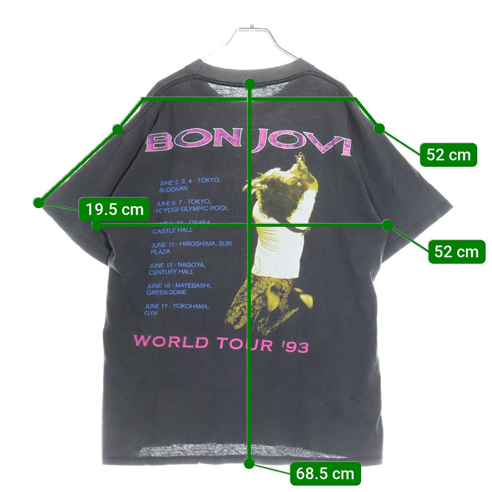VINTAGE(ヴィンテージ) 90's BON JOVI KEEP THE FAITH WORLD TOUR ボンジョビ キープ ザ フェイス ツアーT Tシャツ 半袖カットソー 両面プリント ブラック