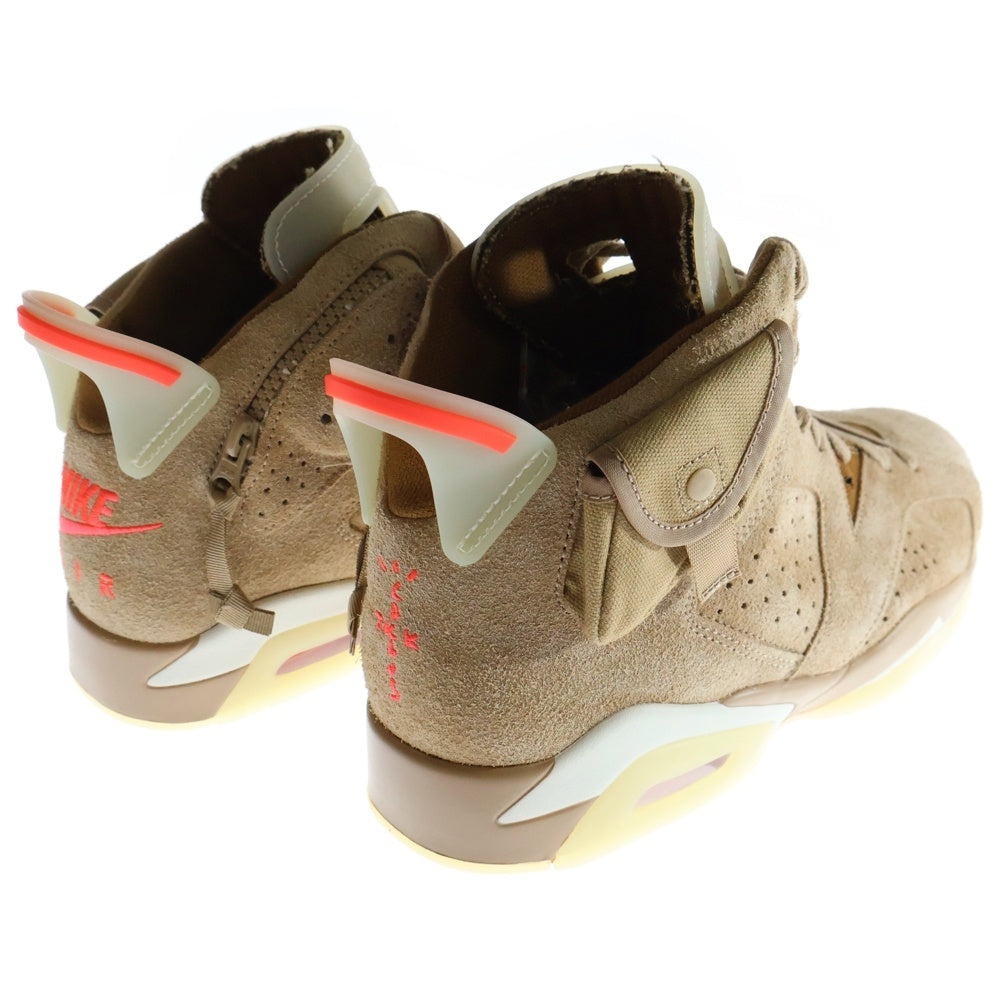 NIKE(ナイキ) Travis Scott Air Jordan 6 British Khaki DH0690-200 トラヴィススコット エアジョーダン6 ブリティッシュカーキ ハイカットスニーカー ブラウン US10/28.0cm