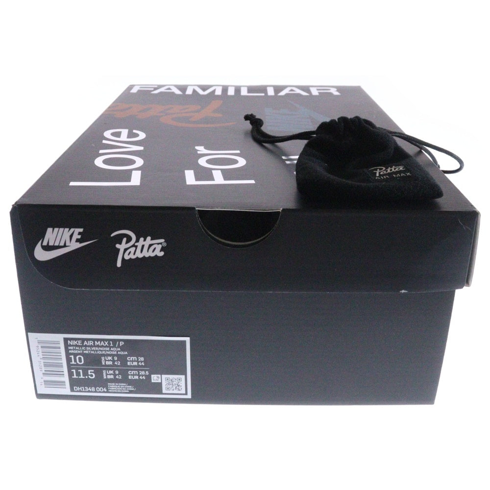NIKE(ナイキ) ×Patta AIR MAX 1 NOISE AQUA パタ エアマックス1 ローカットスニーカー ブルー US10/28cm DH1348-004