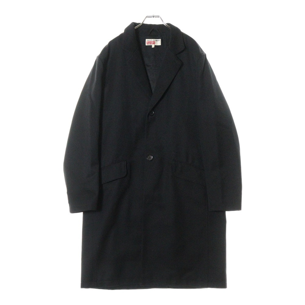 SUPREME(シュプリーム) ×COMME des GARCONS SHIRT Wool Blend Overcoat コムデギャルソンシャツコラボ ウールブレンドオーバーコート ブラック J7FW18