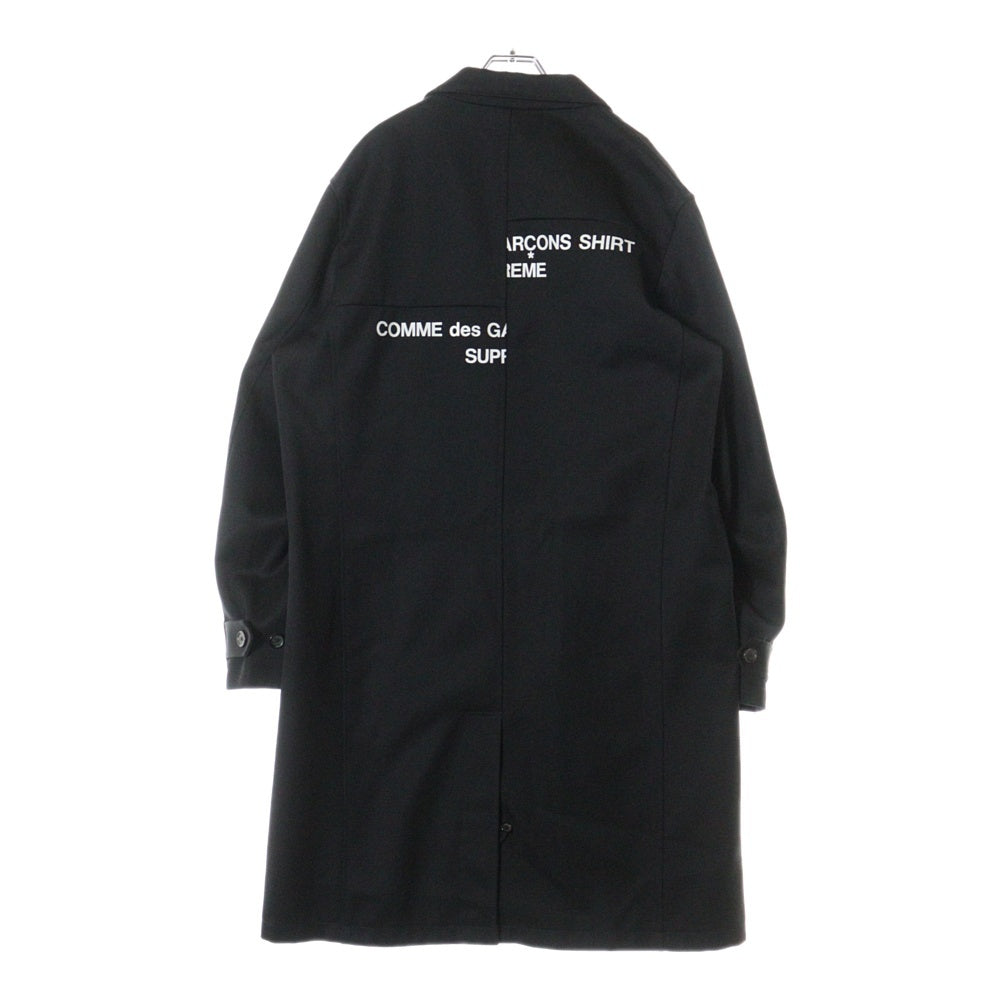 SUPREME(シュプリーム) ×COMME des GARCONS SHIRT Wool Blend Overcoat コムデギャルソンシャツコラボ ウールブレンドオーバーコート ブラック J7FW18