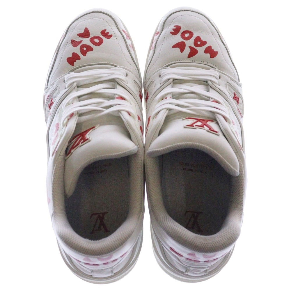 LOUIS VUITTON(ルイヴィトン) ×NIGO LVトレイナーライン レザーローカットスニーカー ホワイト/レッド FD0291