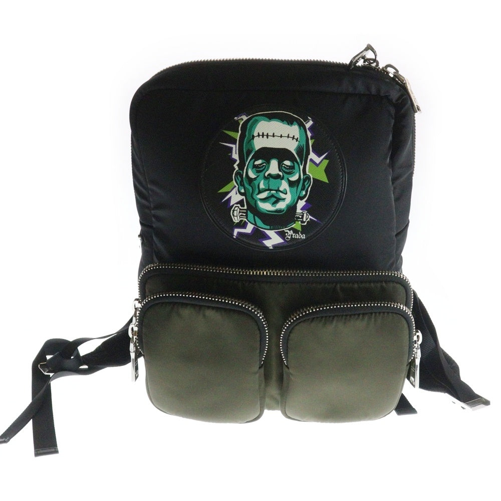 PRADA(プラダ) ×Universal Studios Frankenstein Backpack ユニバーサルスタジオ フランケンシュタイン バックパック リュック ワッペン ナイロン ブラック/カーキ