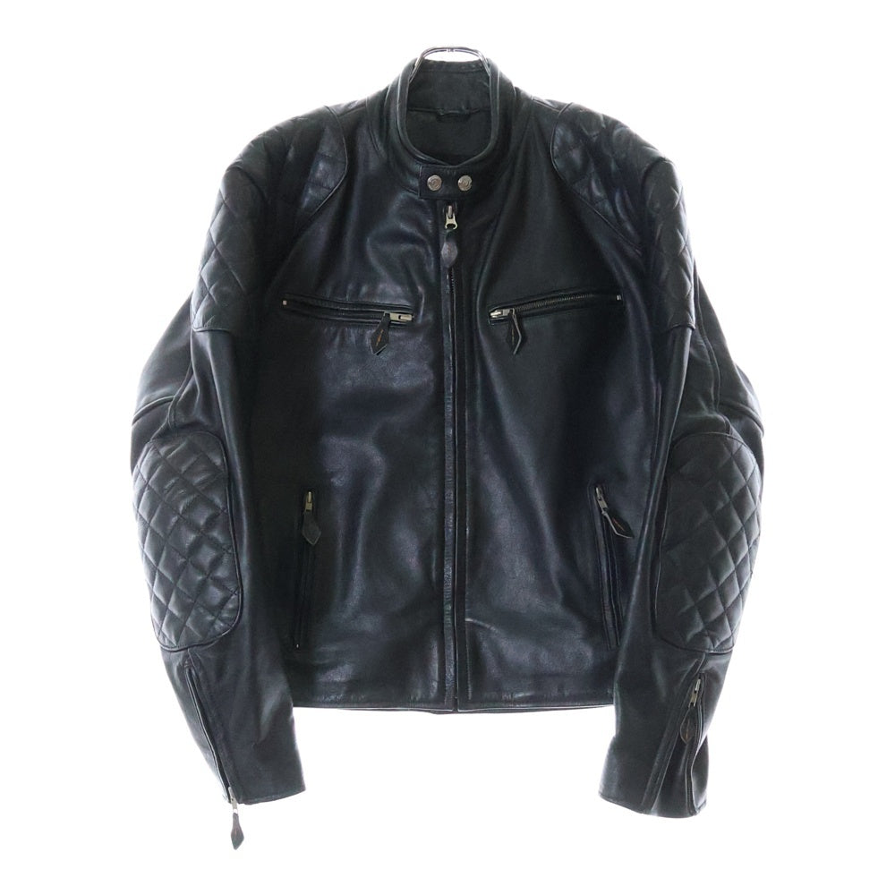 NO BRAND(ノーブランド) MOTO FIELD モトフィールド シングルレザージャケット ショルダーパッチ ブラック