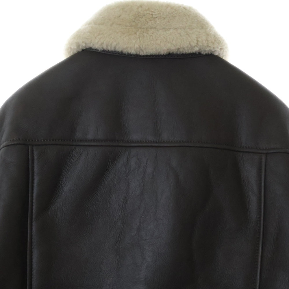 COACH(コーチ) シアリングムートン レザートラッカージャケット ブラウン