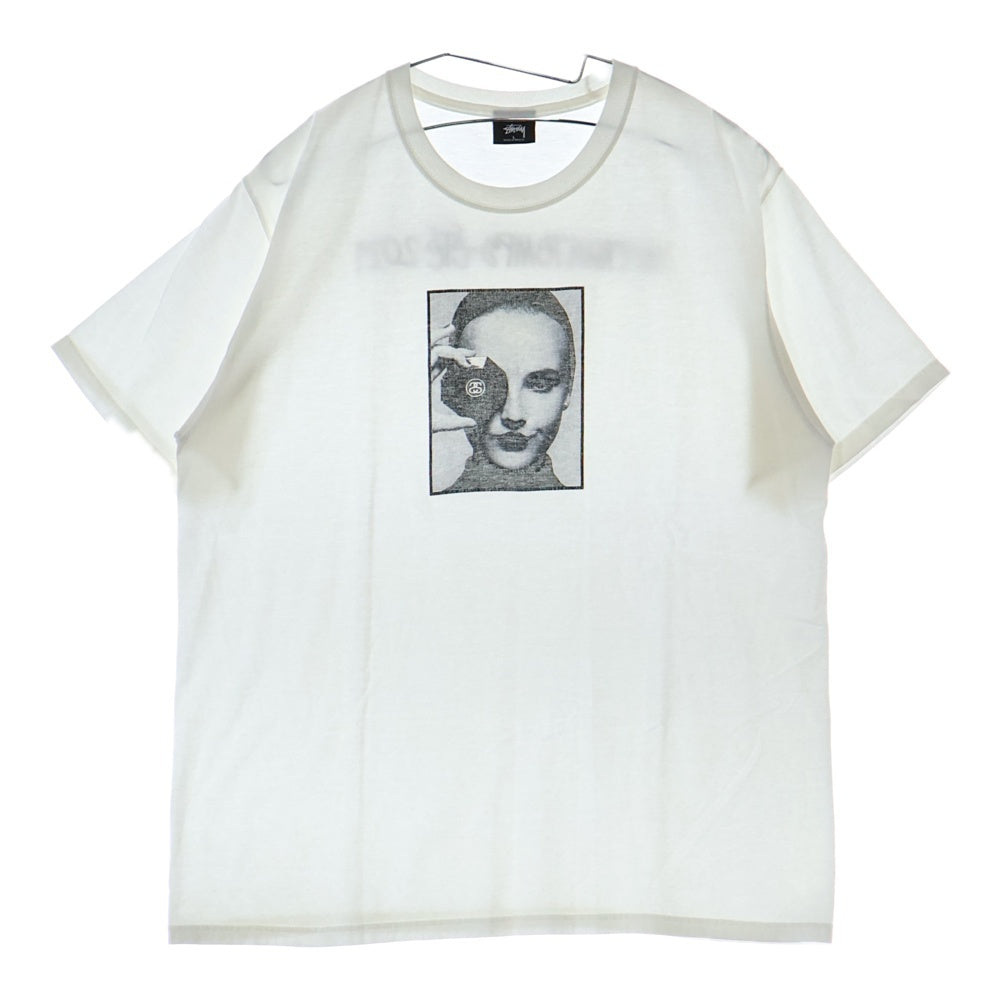 STUSSY(ステューシー) 追悼 プリント半袖Tシャツ クルーネックカットソー ホワイト