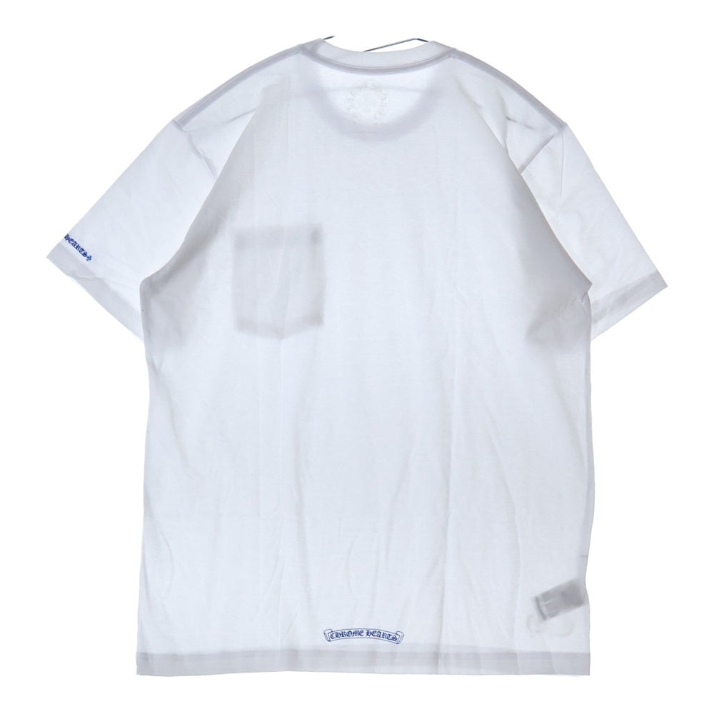 CHROME HEARTS(クロムハーツ) CH T-SHRT 1 ネックロゴプリント クルーネック半袖Tシャツ ホワイト/ブルー