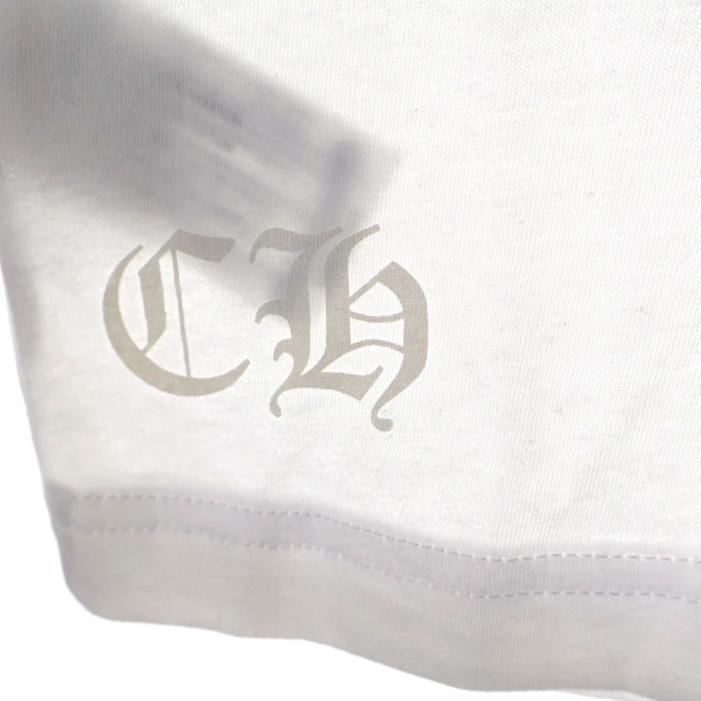 CHROME HEARTS(クロムハーツ) CH T-SHRT 1 ネックロゴプリント クルーネック半袖Tシャツ ホワイト/ブルー