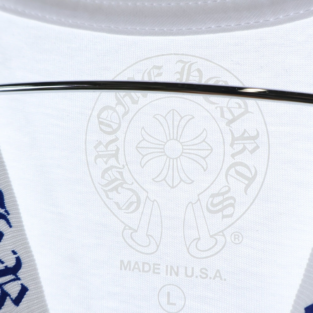 CHROME HEARTS(クロムハーツ) CH T-SHRT 1 ネックロゴプリント クルーネック半袖Tシャツ ホワイト/ブルー