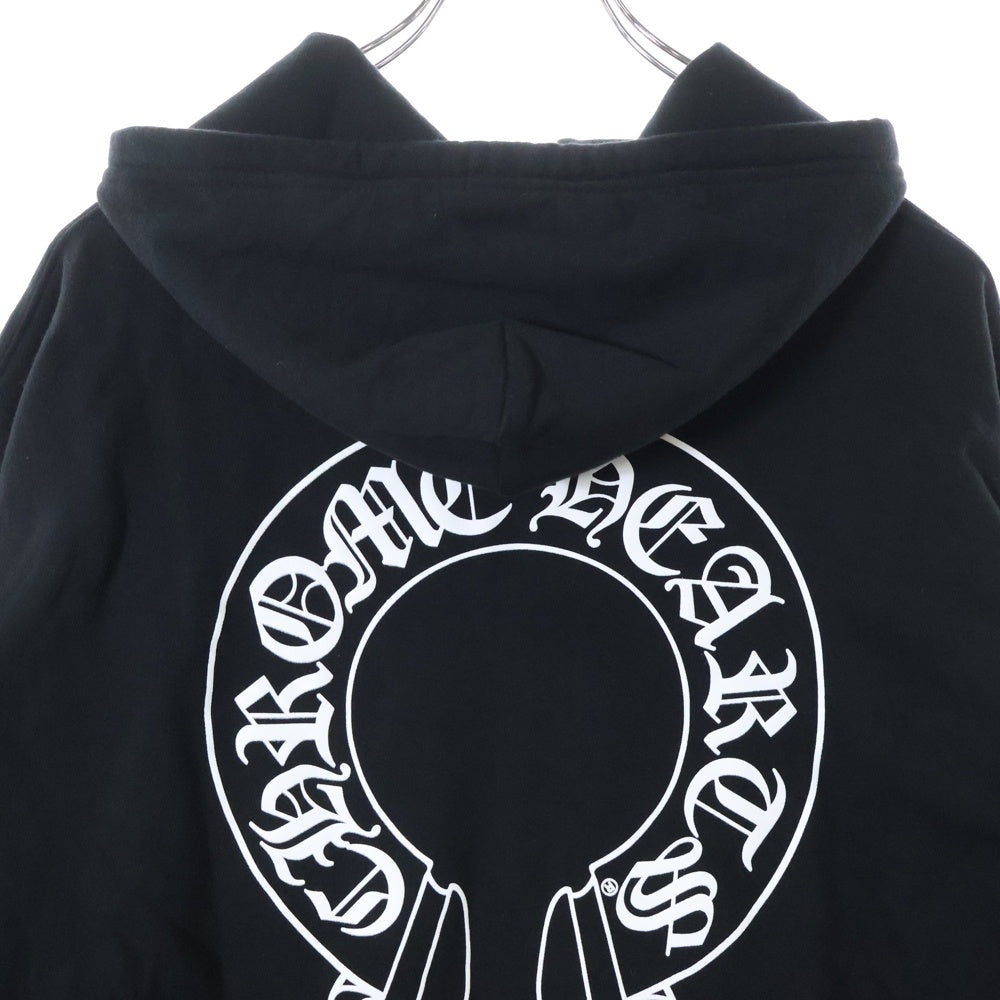 CHROME HEARTS(クロムハーツ) HORSESHOE ZIP UP HOODIE ホースシュー アームフローラル プリント ジップアップ スウェットパーカー ブラック