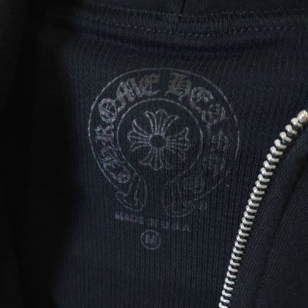 CHROME HEARTS(クロムハーツ) HORSESHOE ZIP UP HOODIE ホースシュー アームフローラル プリント ジップアップ スウェットパーカー ブラック
