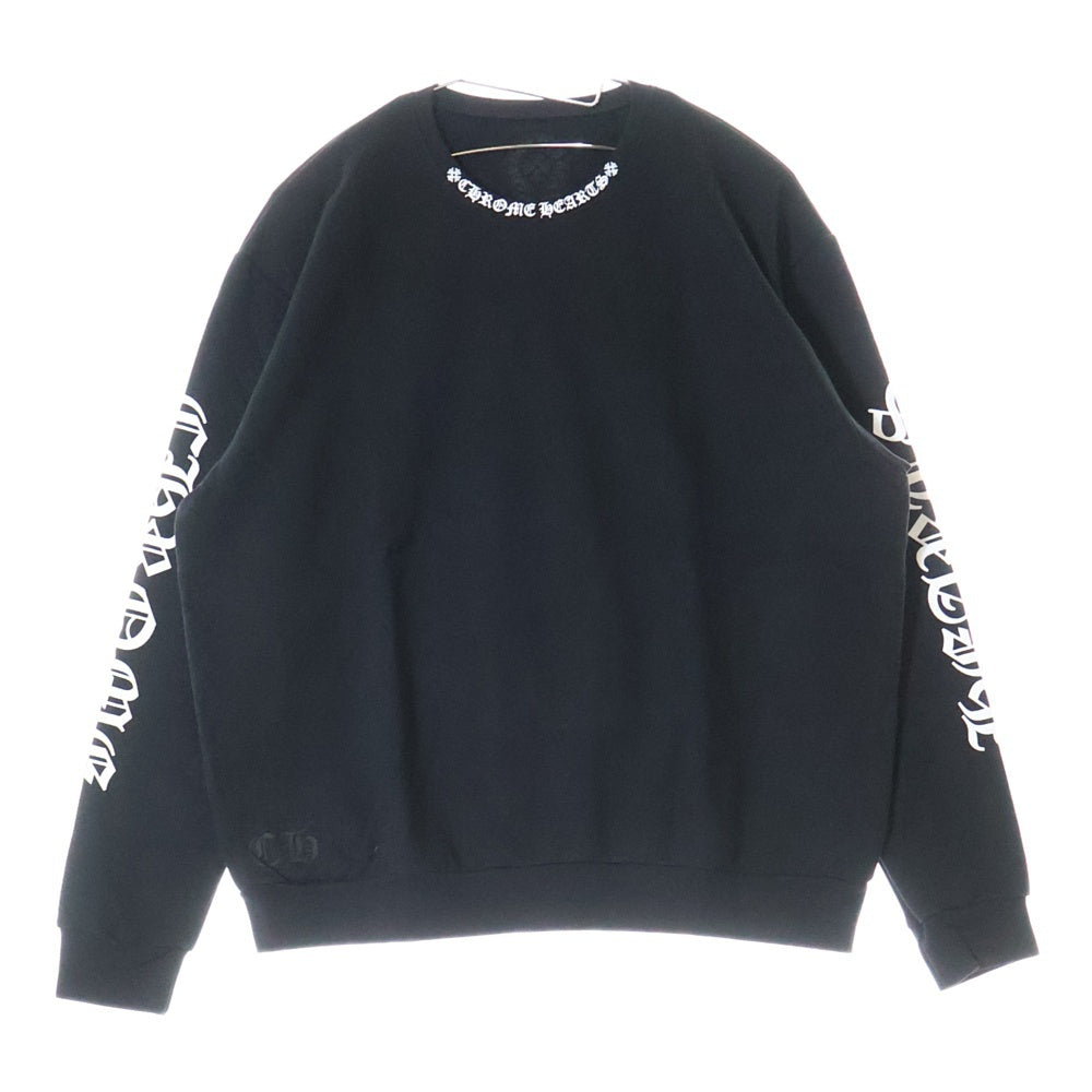 CHROME HEARTS(クロムハーツ) SWTSHRT PLVR ネックロゴプリント クルーネックスウェットトレーナー ブラック