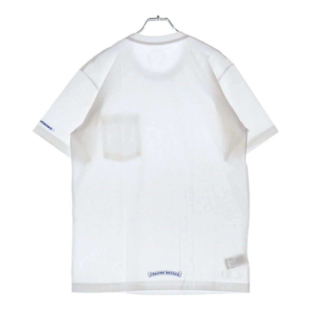 CHROME HEARTS(クロムハーツ) CH T-SHRT 1 ネックロゴプリント クルーネック半袖Tシャツ ホワイト/ブルー