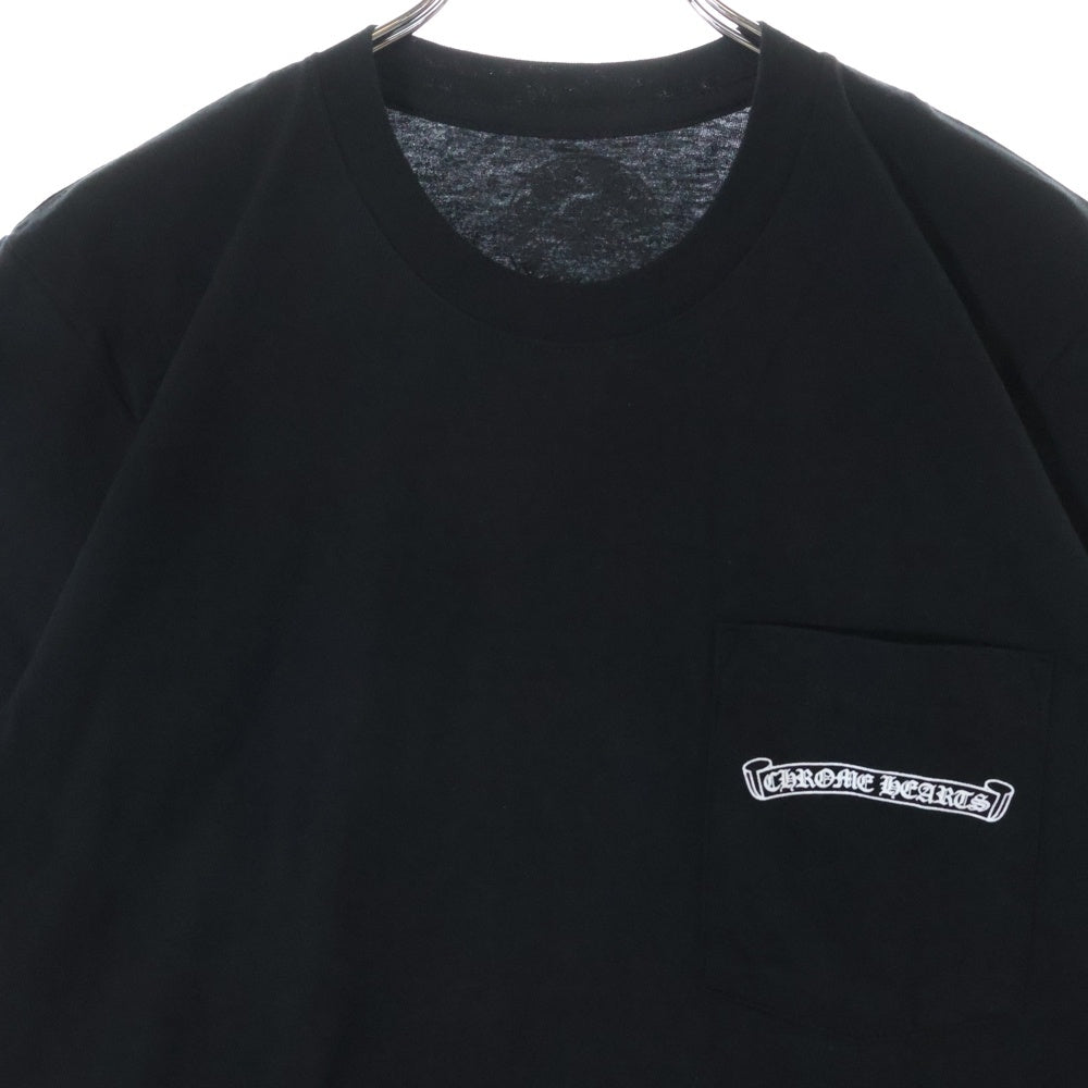 CHROME HEARTS(クロムハーツ) CH T-SHIRT スクロールラベルプリント クルーネック ポケット 半袖Tシャツ カットソー ブラック
