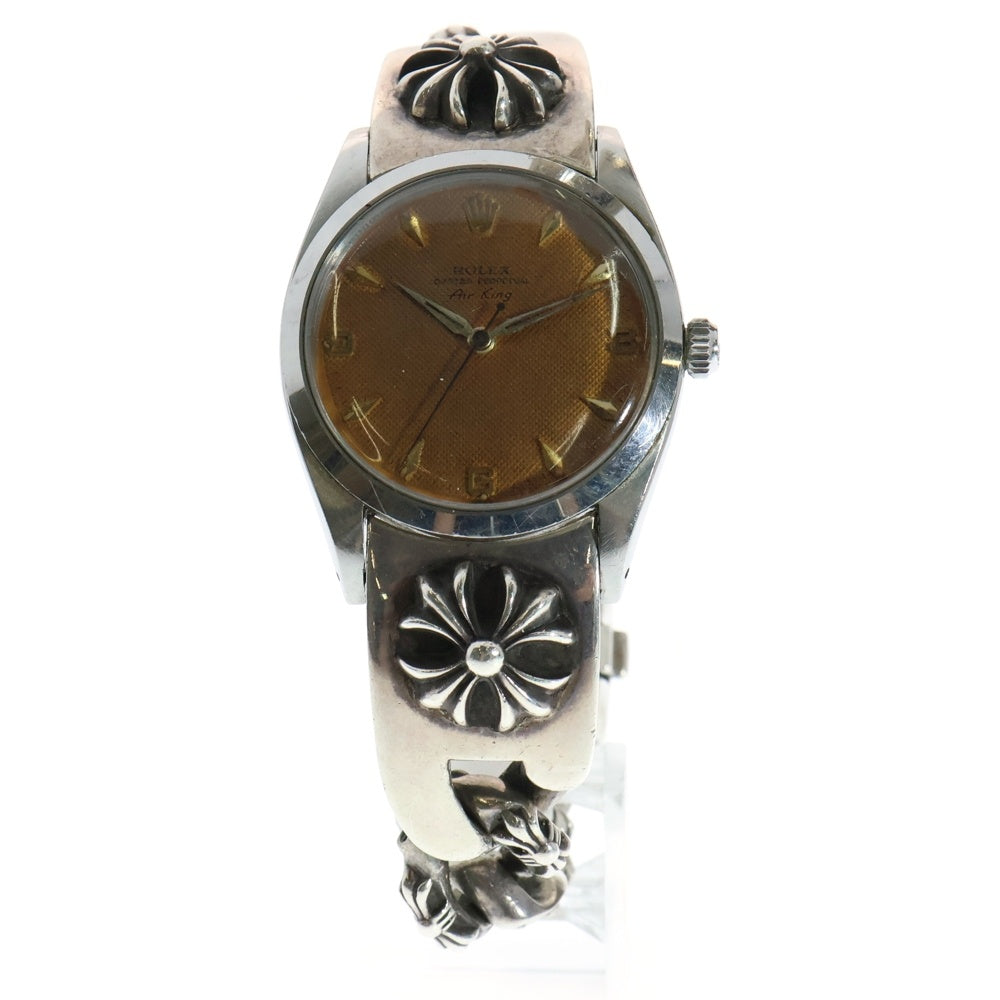 CHROME HEARTS(クロムハーツ) ×ROLEX エアキング 5504 CHプラス アフターブラックダイヤ クラシックリンク ウォッチブレス オレンジ/シルバー
