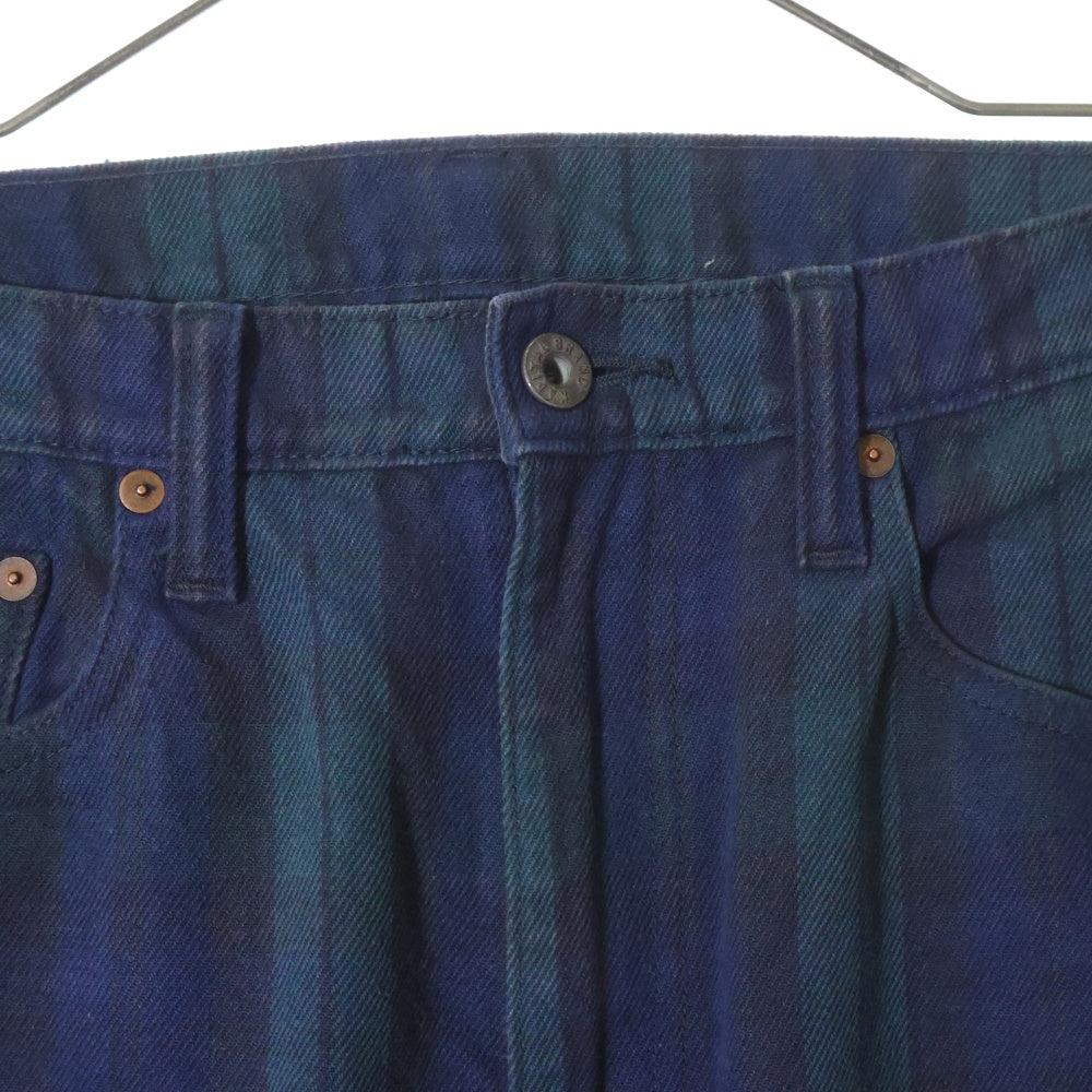 KAPITAL(キャピタル) 11oz TARTAN CHECK 5P MONKEY CISCO タータンチェック スタッズデニムパンツ ジーンズ グリーン K2110LP089