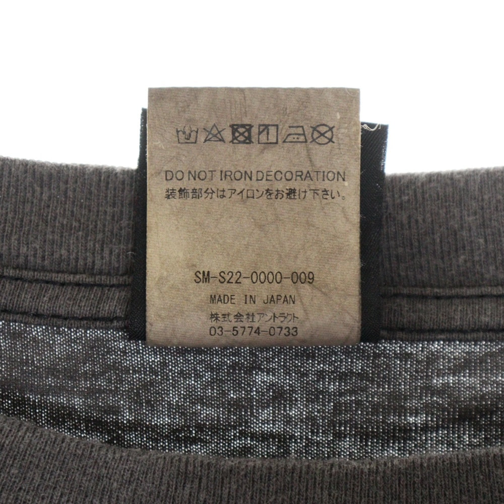 SAINT MICHAEL(セントマイケル) 22SS TEE ANCHOR アンカープリント クルーネック半袖Tシャツカットソー チャコールグレー SM-S22-0000-009
