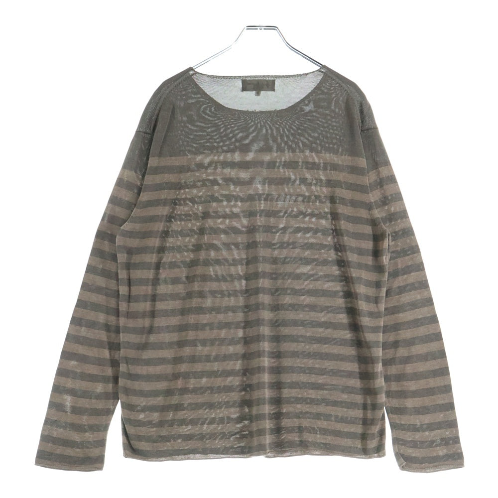 Yohji Yamamoto POUR HOMME(ヨウジヤマモト プールオム) ロングスリーブカットソー ニットセーター クルーネック ボーダー ブラウン HT-K16-471