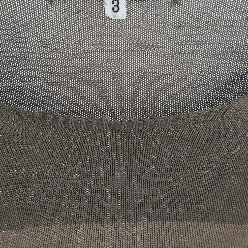 Yohji Yamamoto POUR HOMME(ヨウジヤマモト プールオム) ロングスリーブカットソー ニットセーター クルーネック ボーダー ブラウン HT-K16-471