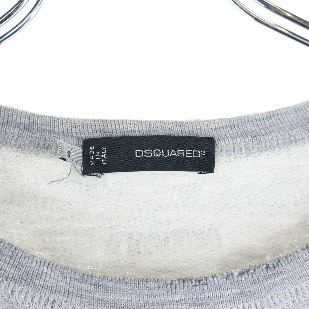 DSQUARED2(ディースクエアード) 切替 ダメージ加工 クルーネック 長袖カットソー グレー S71GP0374