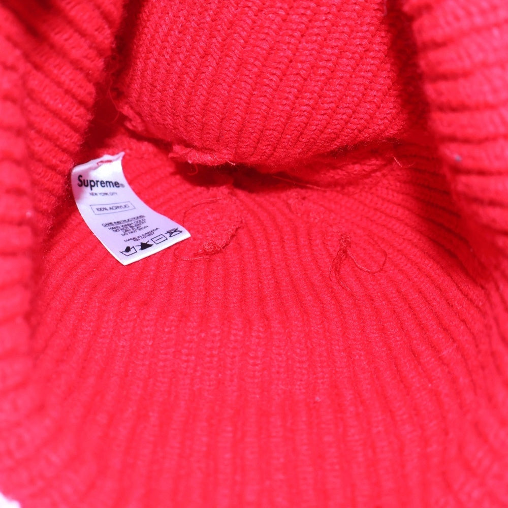 SUPREME(シュプリーム) 17AW Loose Gauge Beanie スクリプトロゴ刺繍 ビーニー レッド