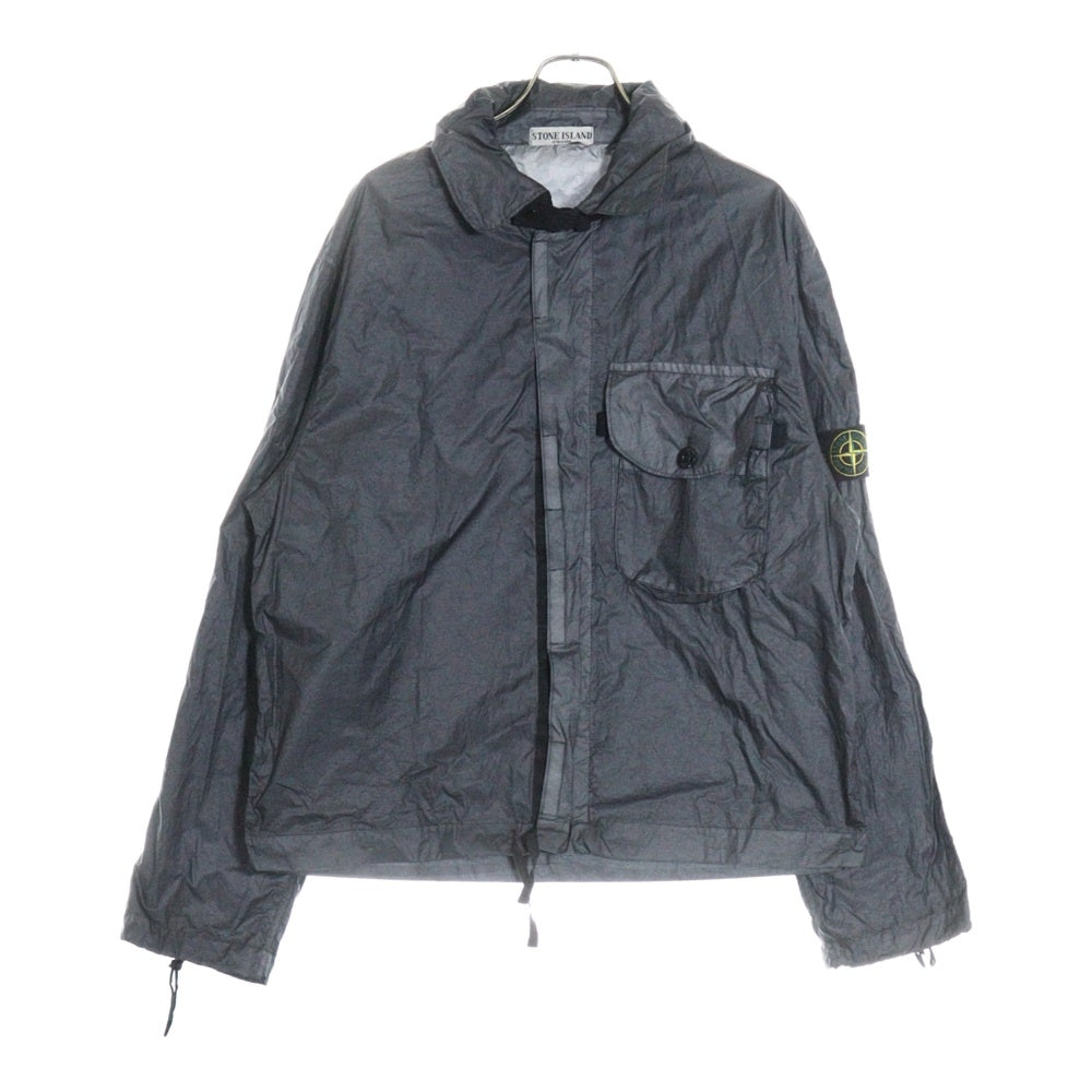 STONE ISLAND(ストーンアイランド) 00s Nylon Jacket 袖ロゴワッペン フード付き ナイロンジャケット グレー 4015M319