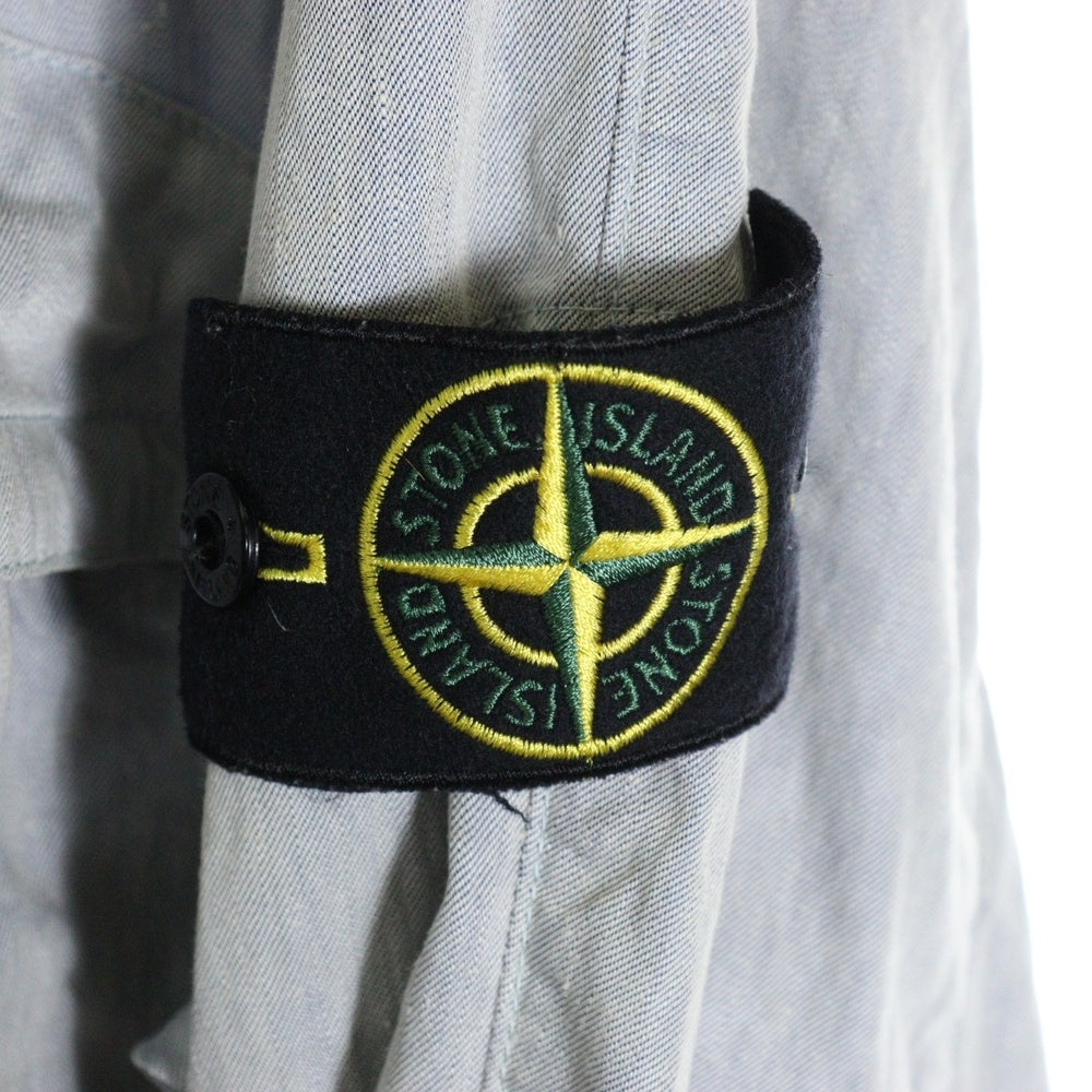 STONE ISLAND(ストーンアイランド) LINO FLAX 袖ロゴワッペン フード付 マウンテンジャケット グレー 541541133