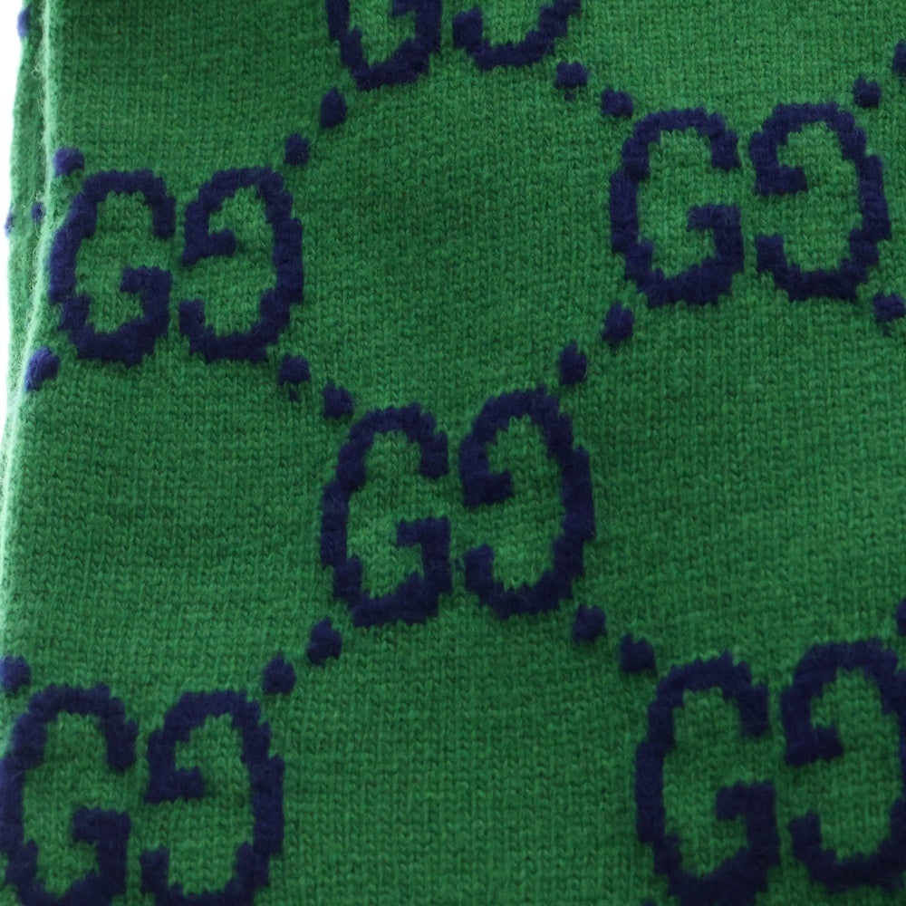 GUCCI(グッチ) GGロゴ総柄 ウール マフラー スカーフ グリーン 676191