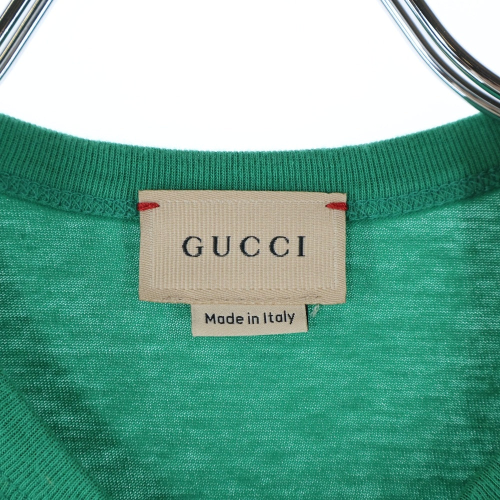 GUCCI(グッチ) フロントロゴアヒルプリント クルーネック キッズ 半袖Tシャツ グリーン 718008 XJE37