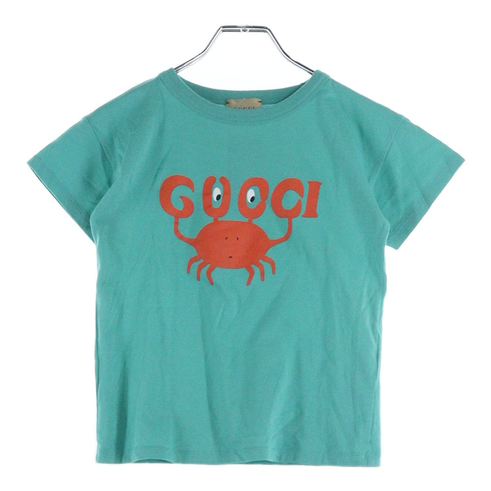 GUCCI(グッチ) フロントGGロゴプリント キッズ クルーネック 半袖Tシャツ グリーン 722401 XJEZF