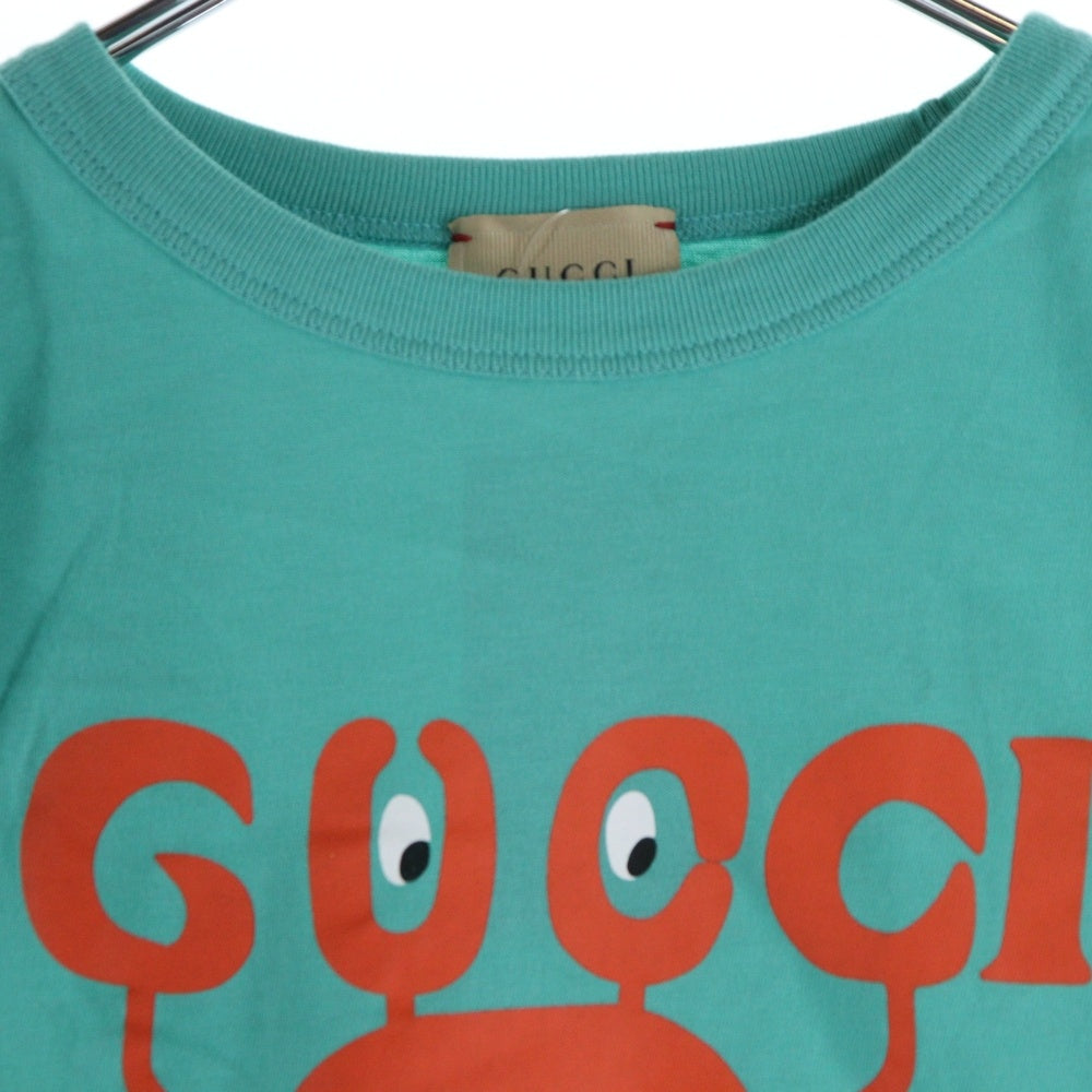 GUCCI(グッチ) フロントGGロゴプリント キッズ クルーネック 半袖Tシャツ グリーン 722401 XJEZF