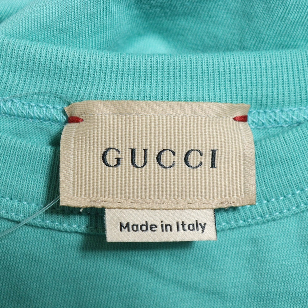 GUCCI(グッチ) フロントGGロゴプリント キッズ クルーネック 半袖Tシャツ グリーン 722401 XJEZF
