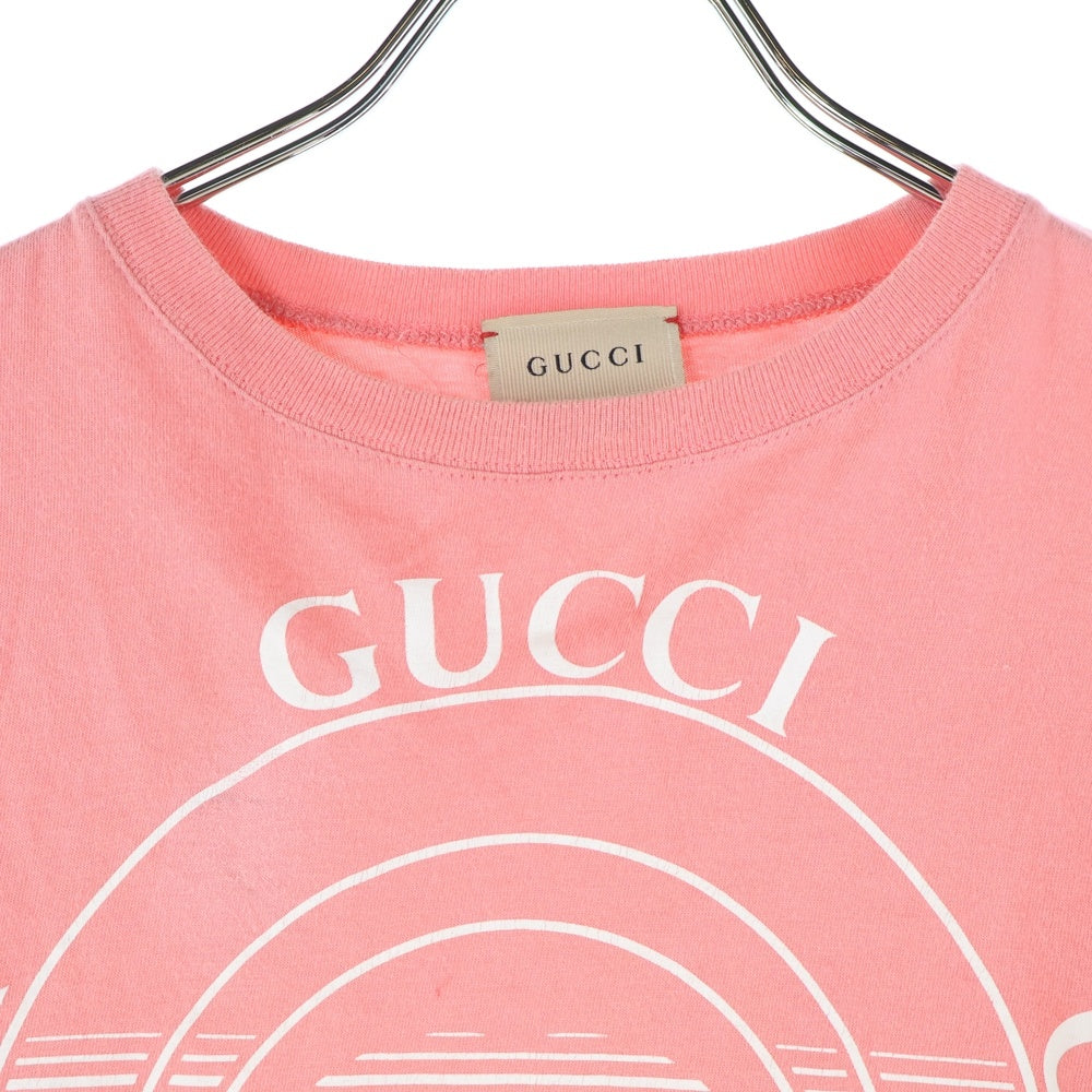 GUCCI(グッチ) フロントロゴプリント キッズ クルーネック 半袖Tシャツ ピンク 586167 XJC70