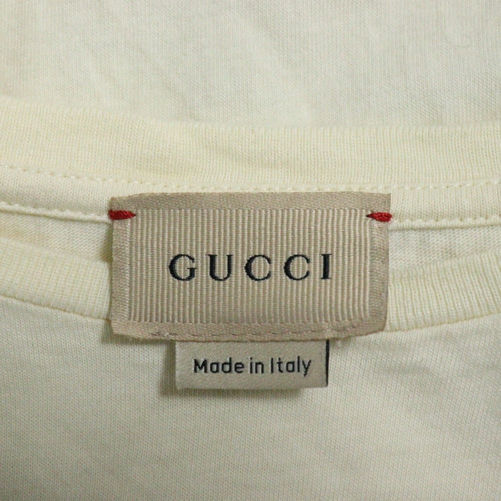 GUCCI(グッチ) フロントロゴキャットプリント キッズ クルーネック 半袖Tシャツ ベージュ 547559 XJD19