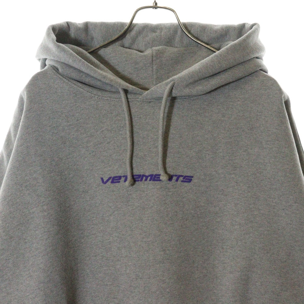VETEMENTS(ヴェトモン) 21AW LOGO TAPE HOODIE ロゴテープ プルオーバーパーカー グレー UA52TR750G