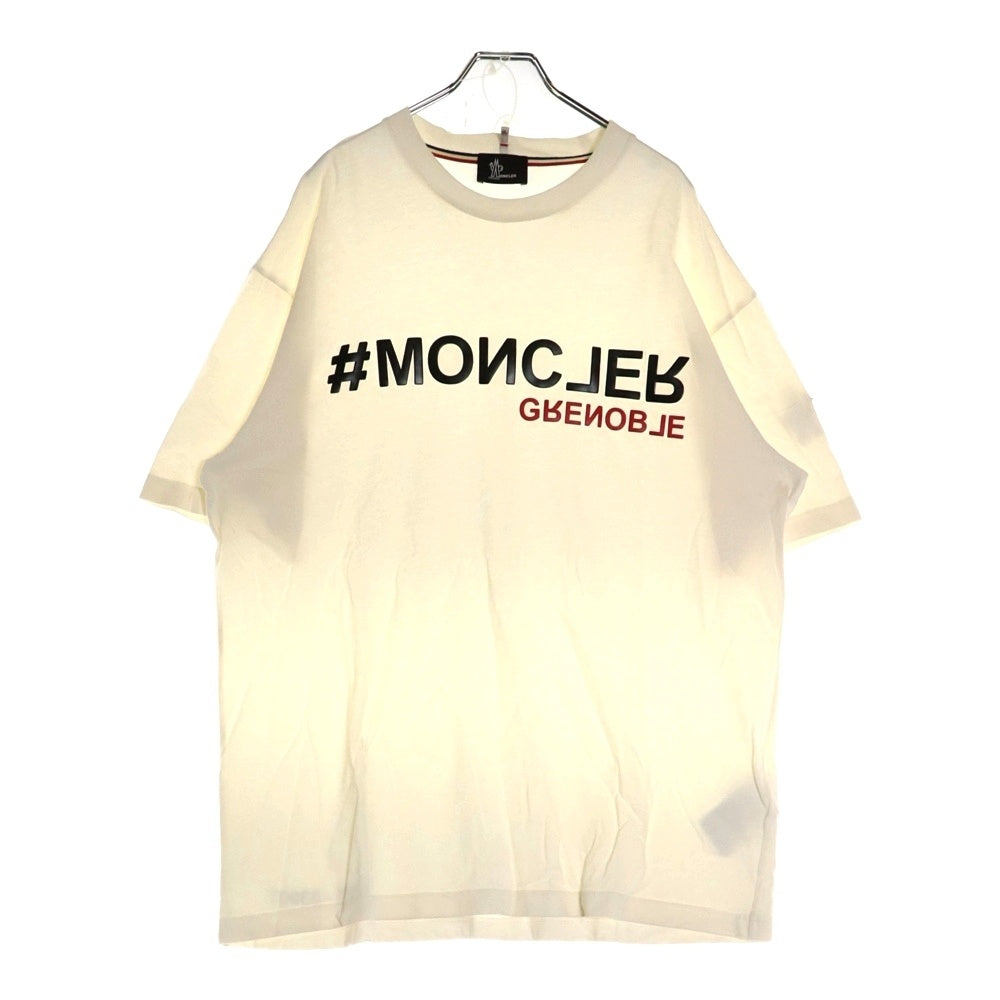 MONCLER GRENOBLE(モンクレールグルノーブル) 22AWT-SHIRT MANICA CORTA ラバーロゴプリント 半袖Tシャツ クルーネックカットソー ホワイト H20978C00005