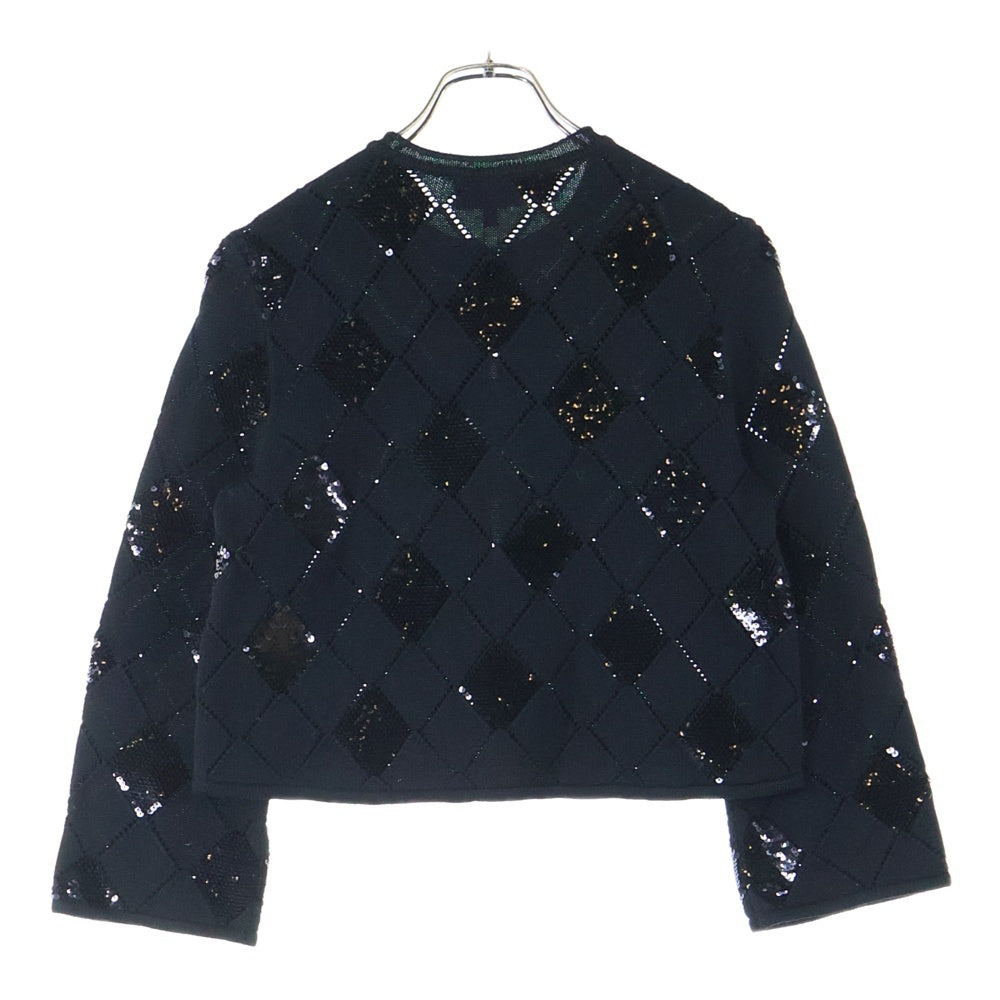 EMPORIO ARMANI(エンポリオアルマーニ) スパンコール装飾 ウール レディース カーディガン ブラック 6K2MTY 2M21Z