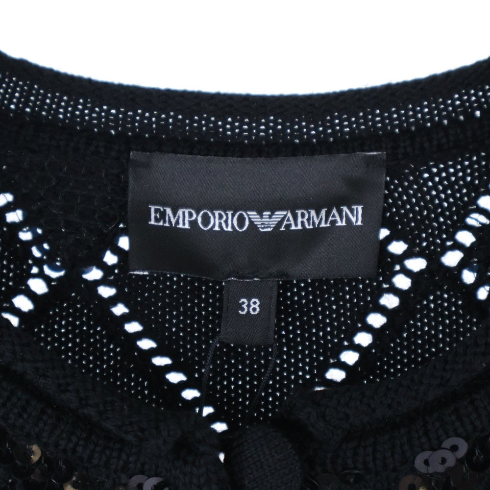 EMPORIO ARMANI(エンポリオアルマーニ) スパンコール装飾 ウール レディース カーディガン ブラック 6K2MTY 2M21Z