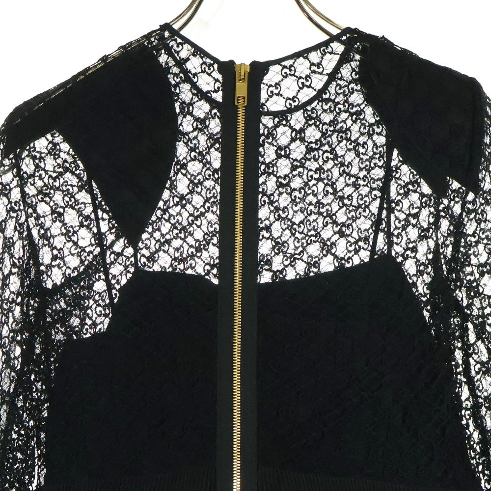 GUCCI(グッチ) GGロゴレース切替 シースルーワンピース ブラック レディース 678693 XJDYO