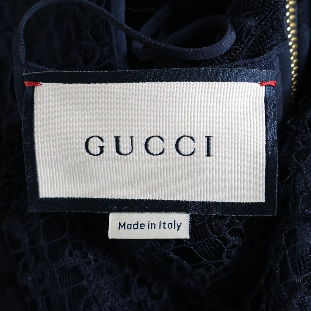 GUCCI(グッチ) GGロゴレース切替 シースルーワンピース ブラック レディース 678693 XJDYO