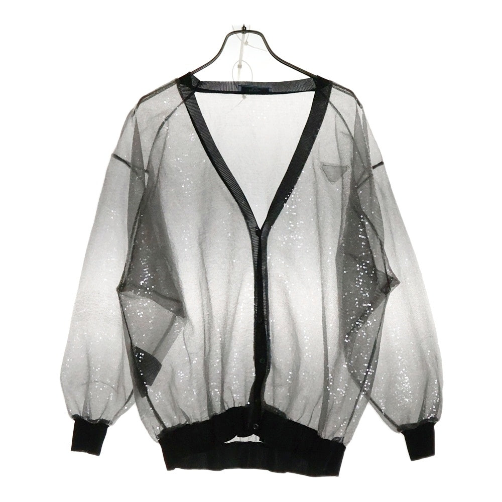 PRADA(プラダ) 三角ロゴ オールスパンコール レディース カーデュガン シルバー P443FR S221