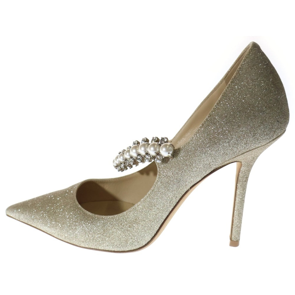 JIMMY CHOO(ジミーチュウ) ラインストーン フェイクパール レディース パンプス ゴールド